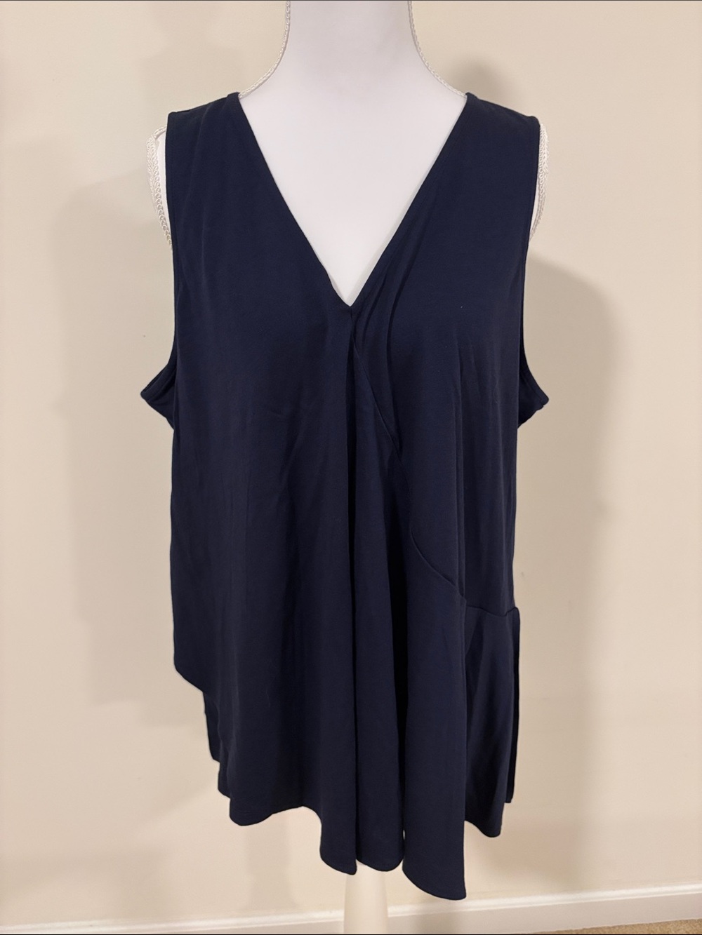 MICHAEL -Michael Kors Womens V-Neck Sleeveless Tunic Top - True Navy
